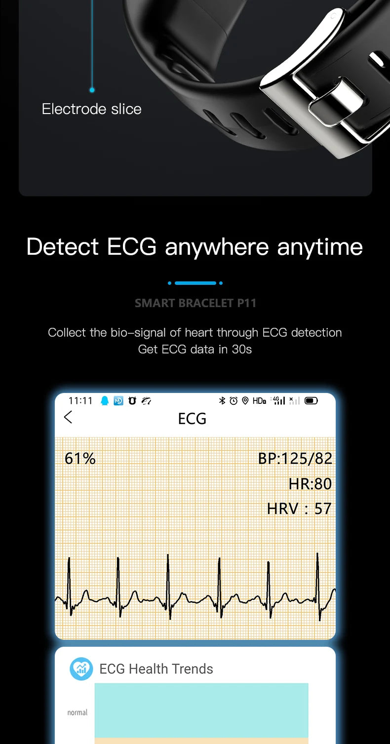 ECG+PPG Smart Wristband Fitness Tracker for Women Men Calorie Blood