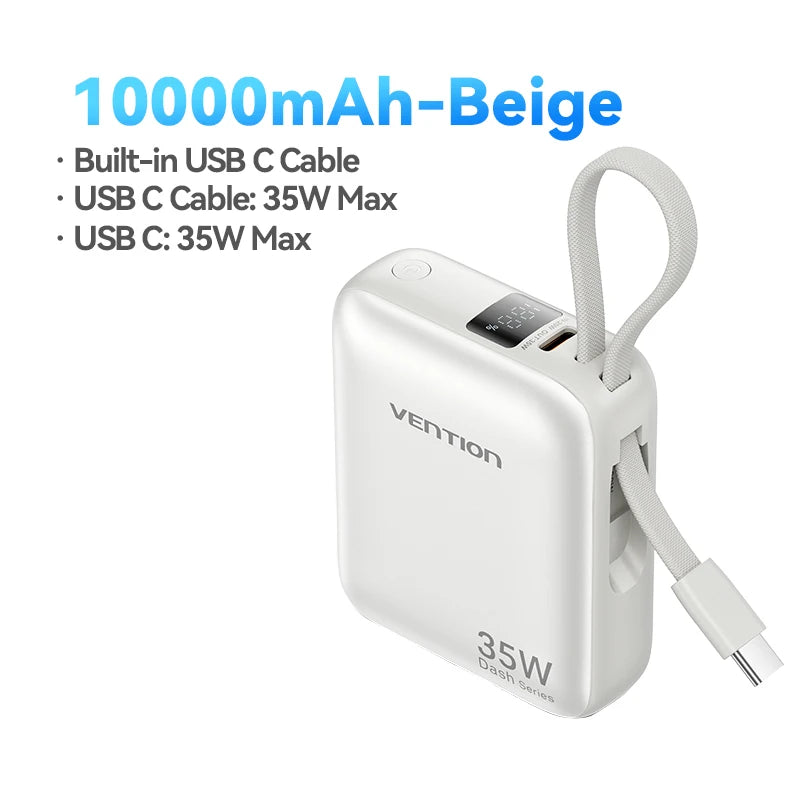 Vention 35W Mini Power Bank PD Fast Charge 10000mAh Portable Power Bank