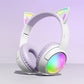 Cute Cat Ear RGB Wireless Headphones, Bluetooth Playtime, Foldable Over-Ear