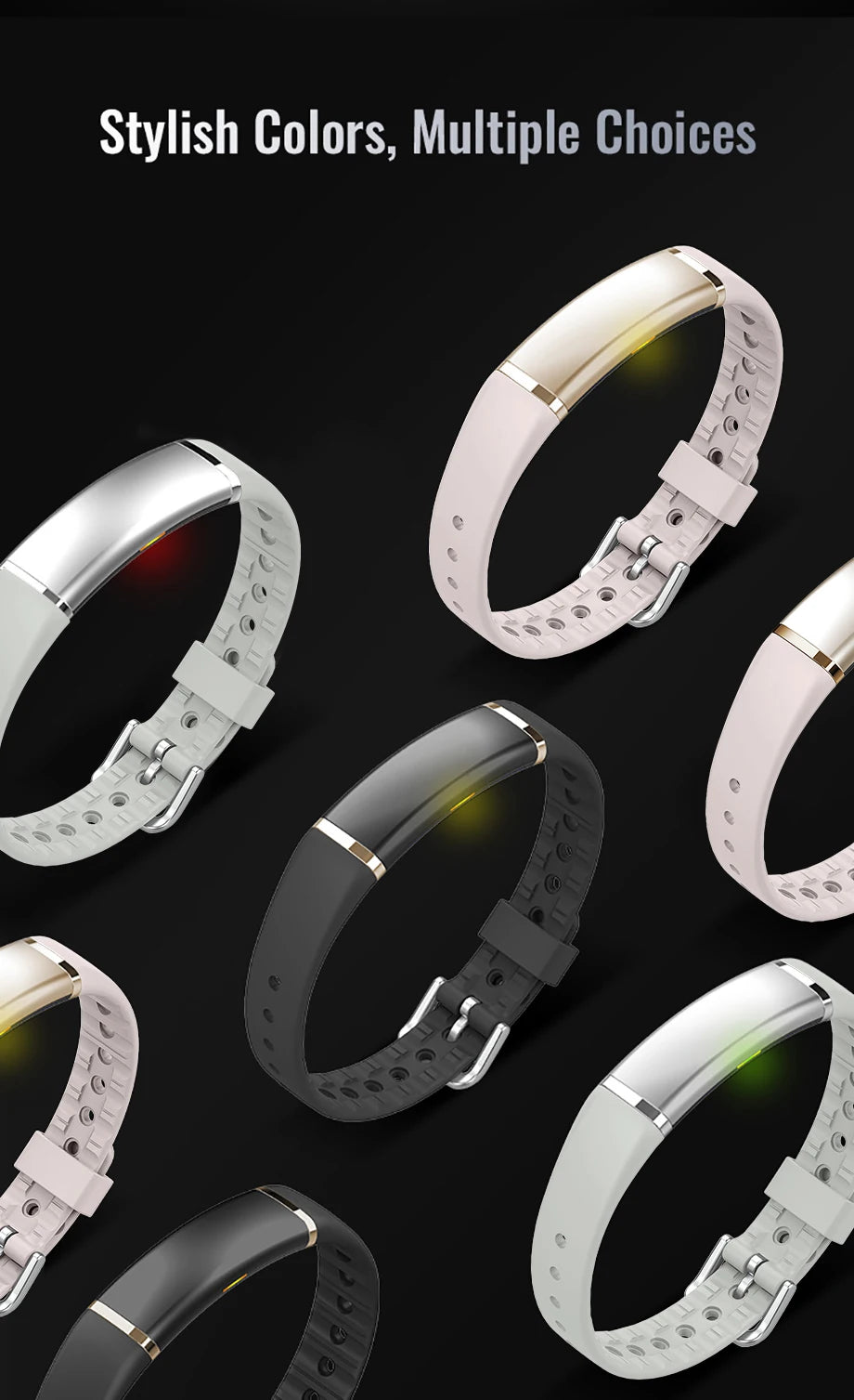 New Fashion Bluetooth Smart Bracelet Health Heart Rate Sleep Stress Monitoring