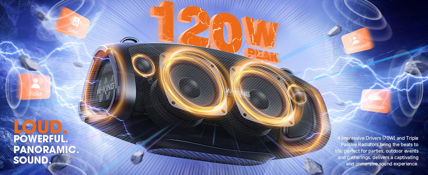 W-KING X10 Bluetooth Speaker, 120W Max Portable Loud Speakers Wireless