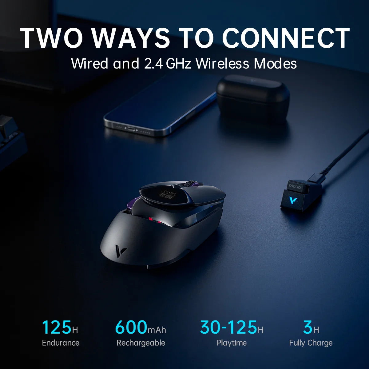 Rapoo VT960PRO Wired/ Wireless Gaming Mouse Sensor Programmable Buttons