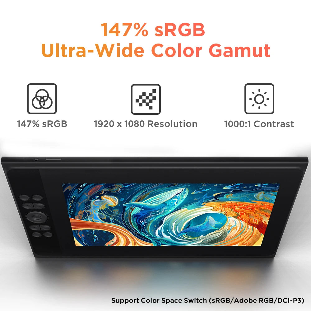 UGEE UE12 Plus Digital Pen Tablet Monitor with 11.9 HD Screen Drawing Tablet