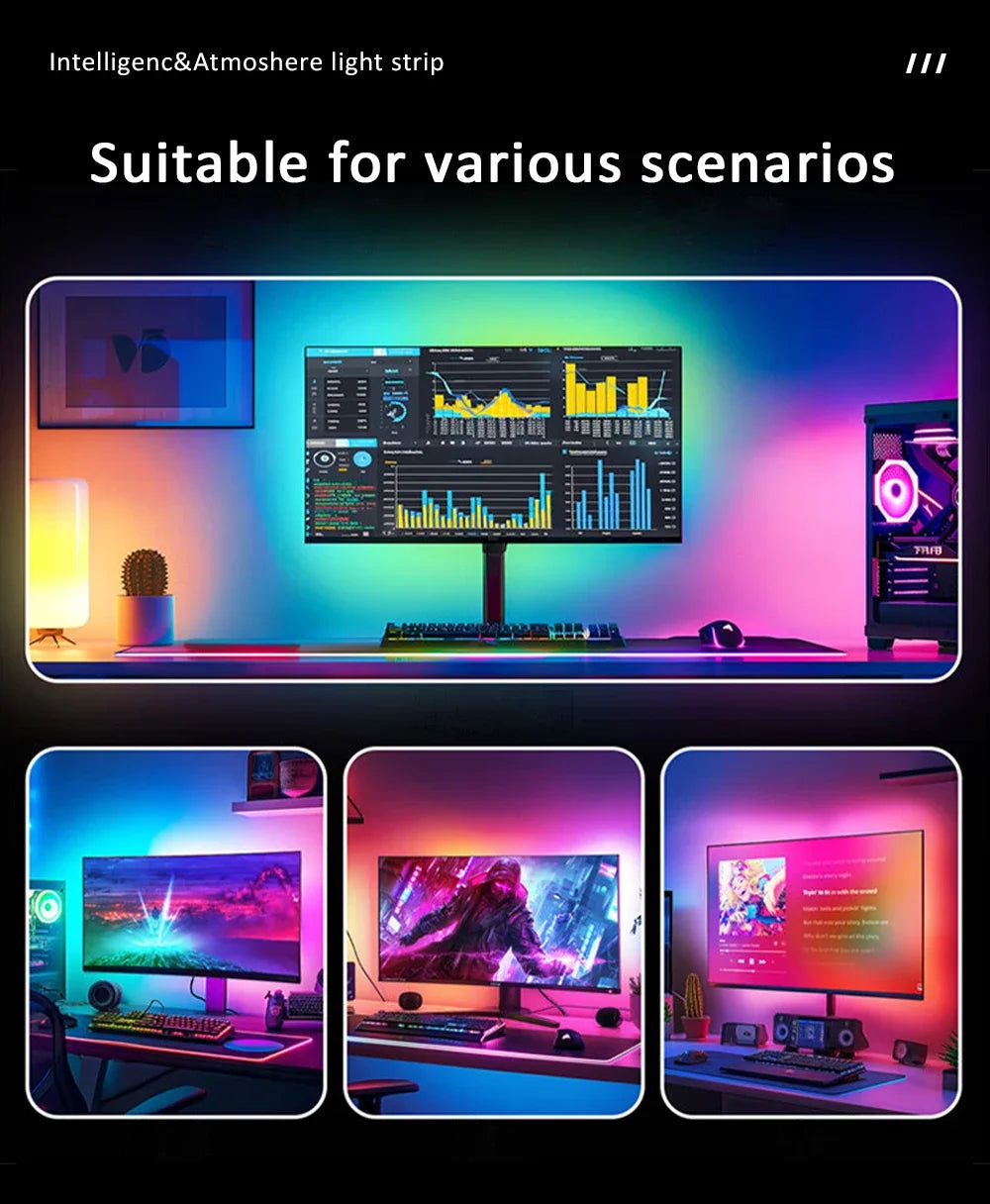 USB Computer Sync Light Strip PC Strip Lights 24 27 32 34 Inch Monitor RGB