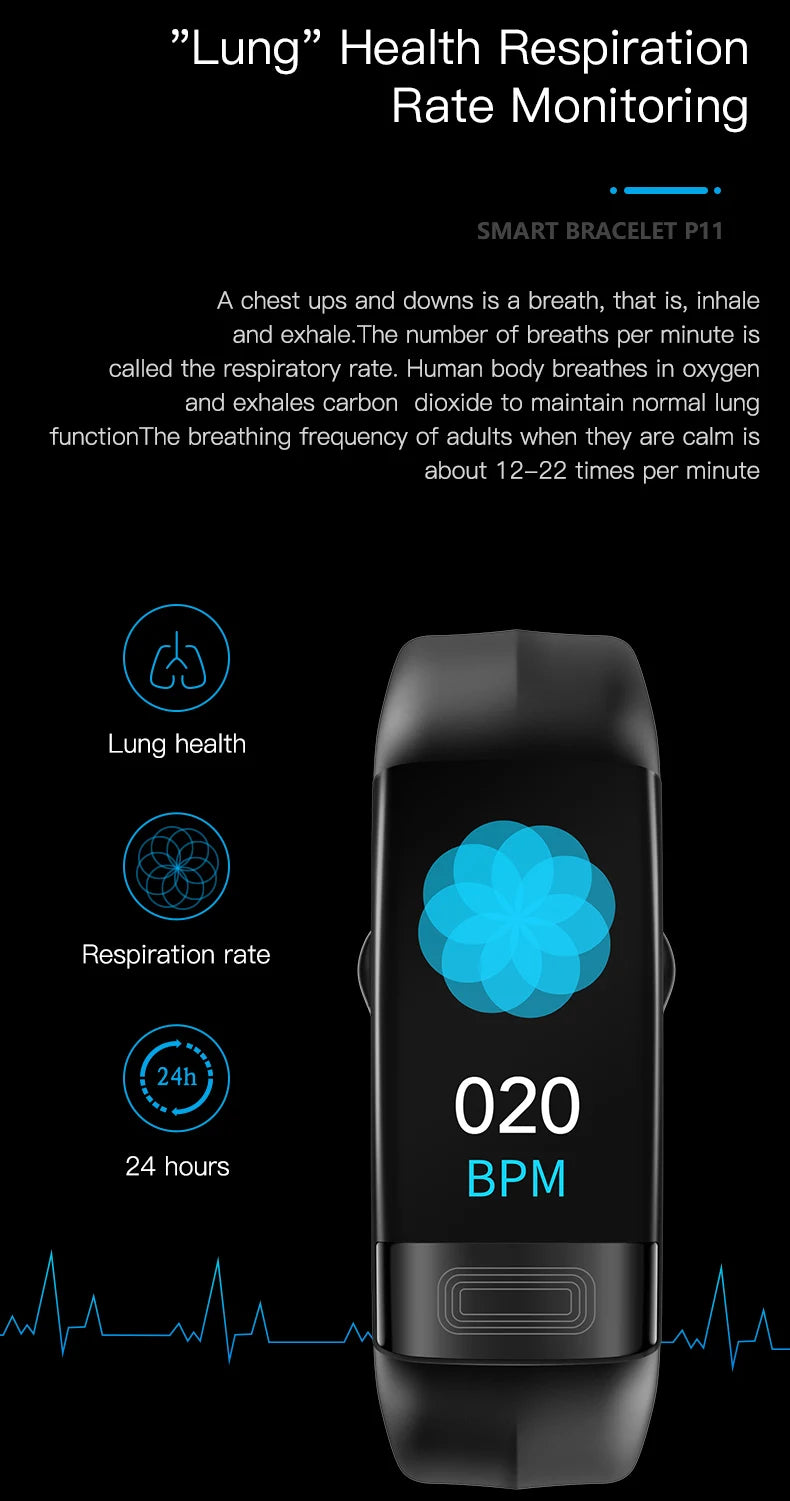 ECG+PPG Smart Wristband Fitness Tracker for Women Men Calorie Blood