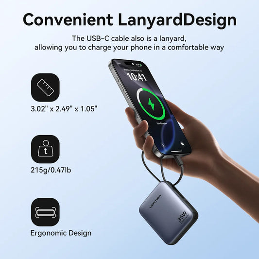 Vention 35W Mini Power Bank PD Fast Charge 10000mAh Portable Power Bank