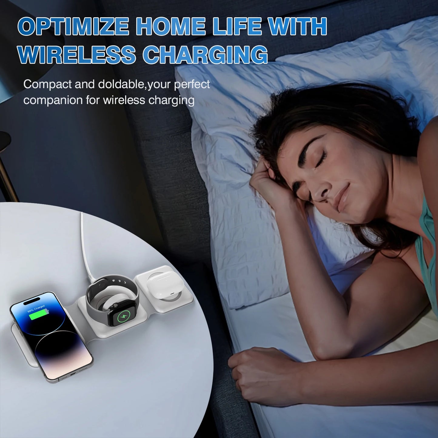 15W Magnetic Wireless Chargers 3 in 1 Foldable Phone Charge Dock Fast Charg