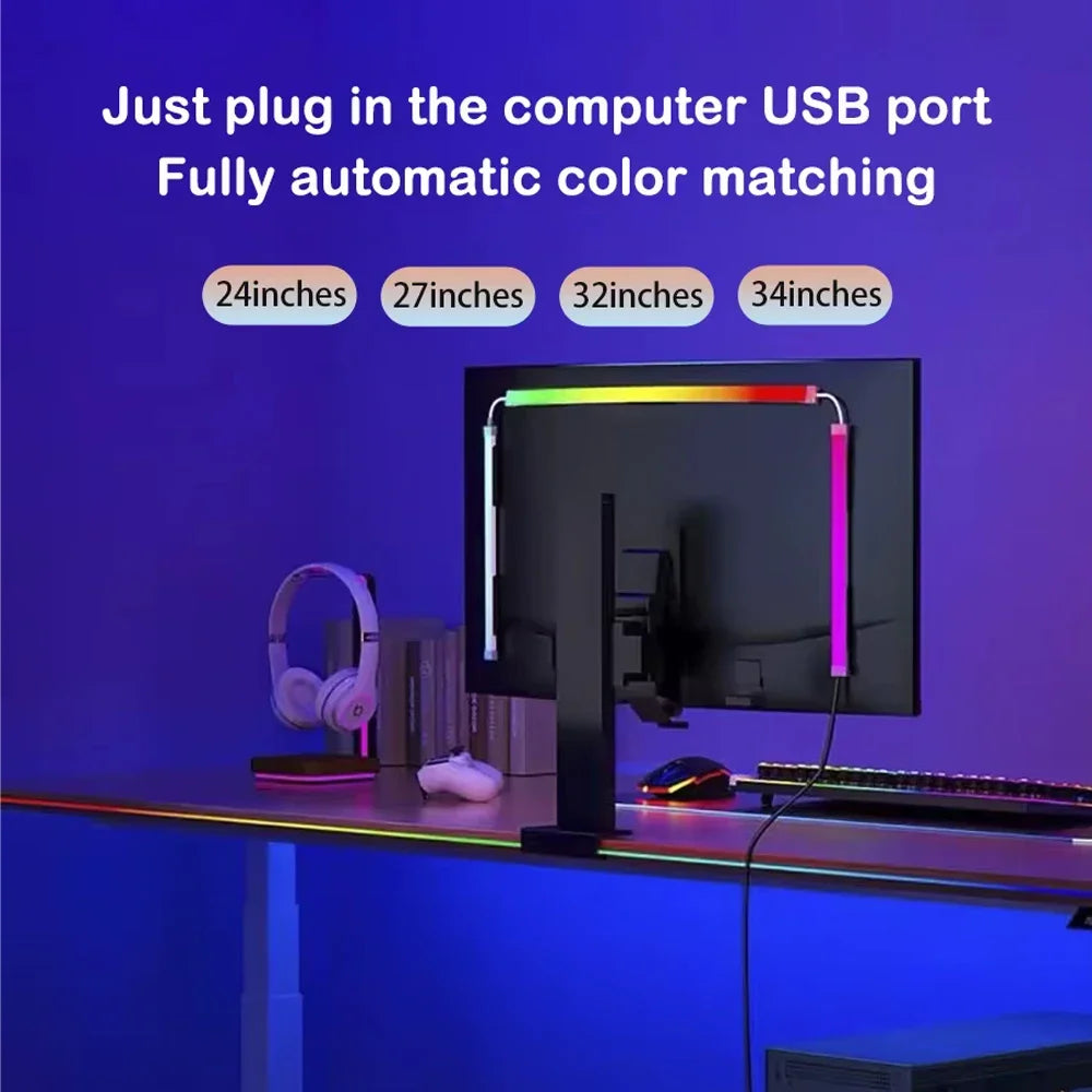 USB Computer Sync Light Strip PC Strip Lights 24 27 32 34 Inch Monitor RGB