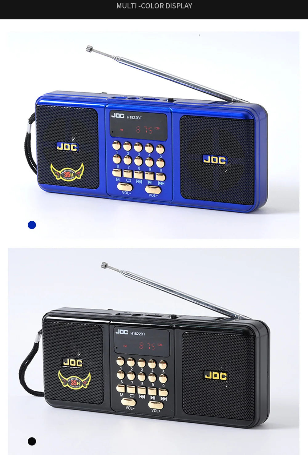 Portable FM Radio Rechargeable Battery Wireless Speaker Support TF USB MP3