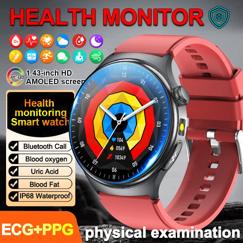 New Accurate ECG Smart Watch Heart Health Analysis Blood oxygen Pressure BT