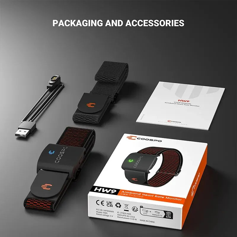COOSPO HW9 Armband Heart Rate Monitor with HR Zones/Calories HRM