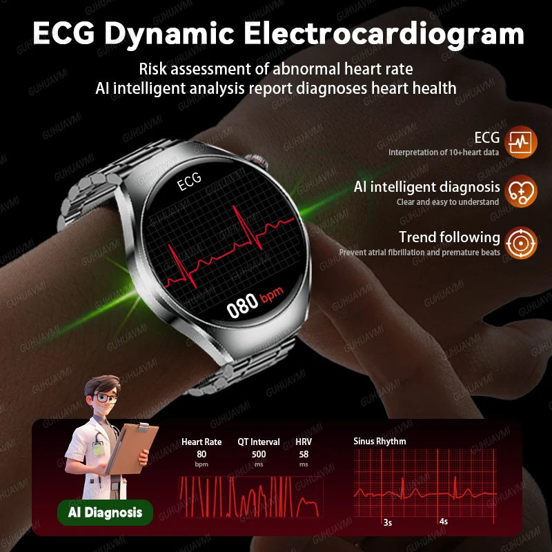 2026 New Accurate Body Health analysis Smart Watch Men ECG Blood lipids Uric
