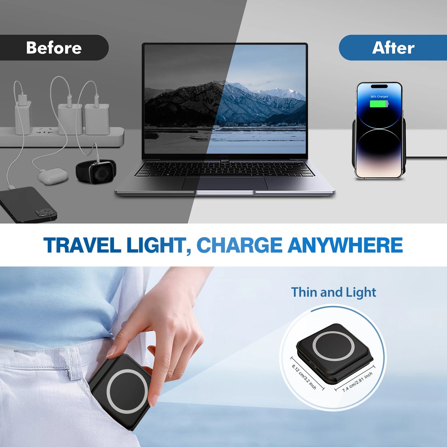 15W Magnetic Wireless Chargers 3 in 1 Foldable Phone Charge Dock Fast Charg