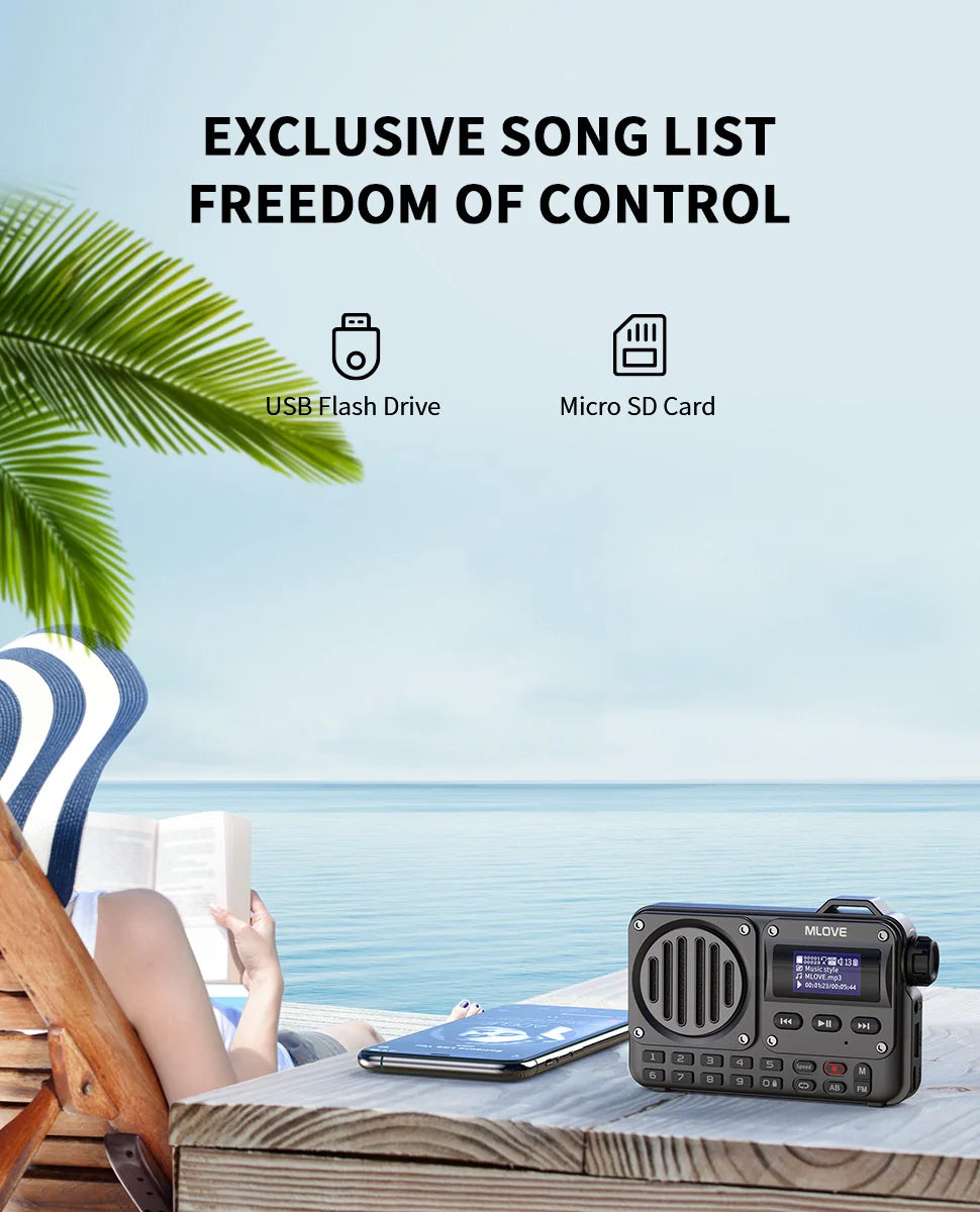 MLOVE BV800 Super-Portable Bluetooth Speaker with FM Radio LCD Screen