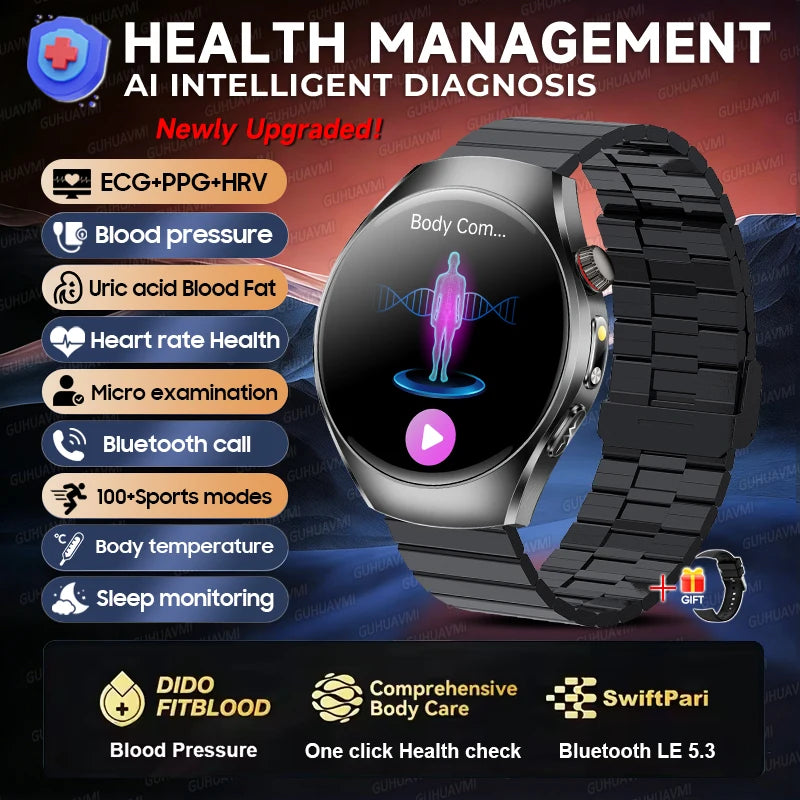 2026 New Accurate Body Health analysis Smart Watch Men ECG Blood lipids Uric