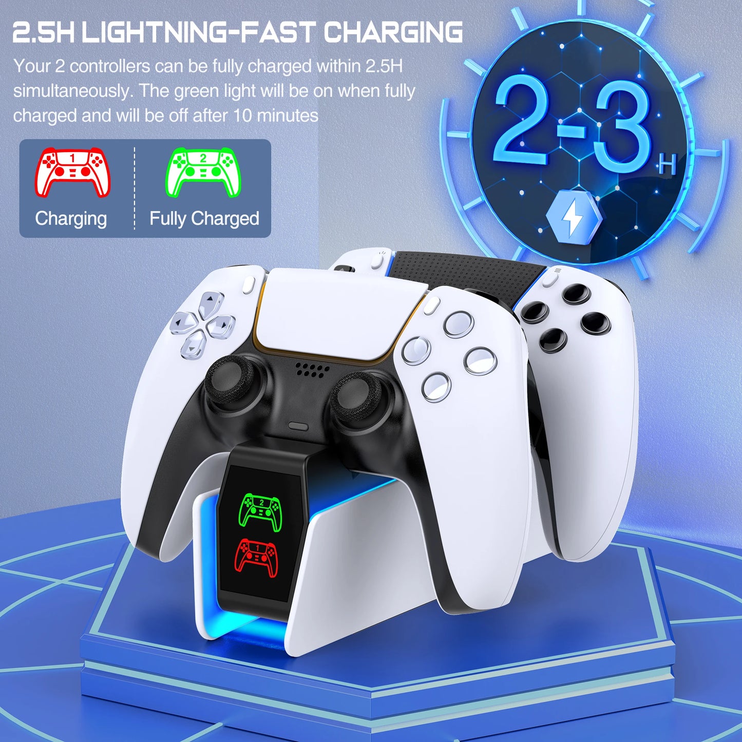 RGB Controller Charging Station For PS5 Dual Fast Charger RGB Indicator Charging