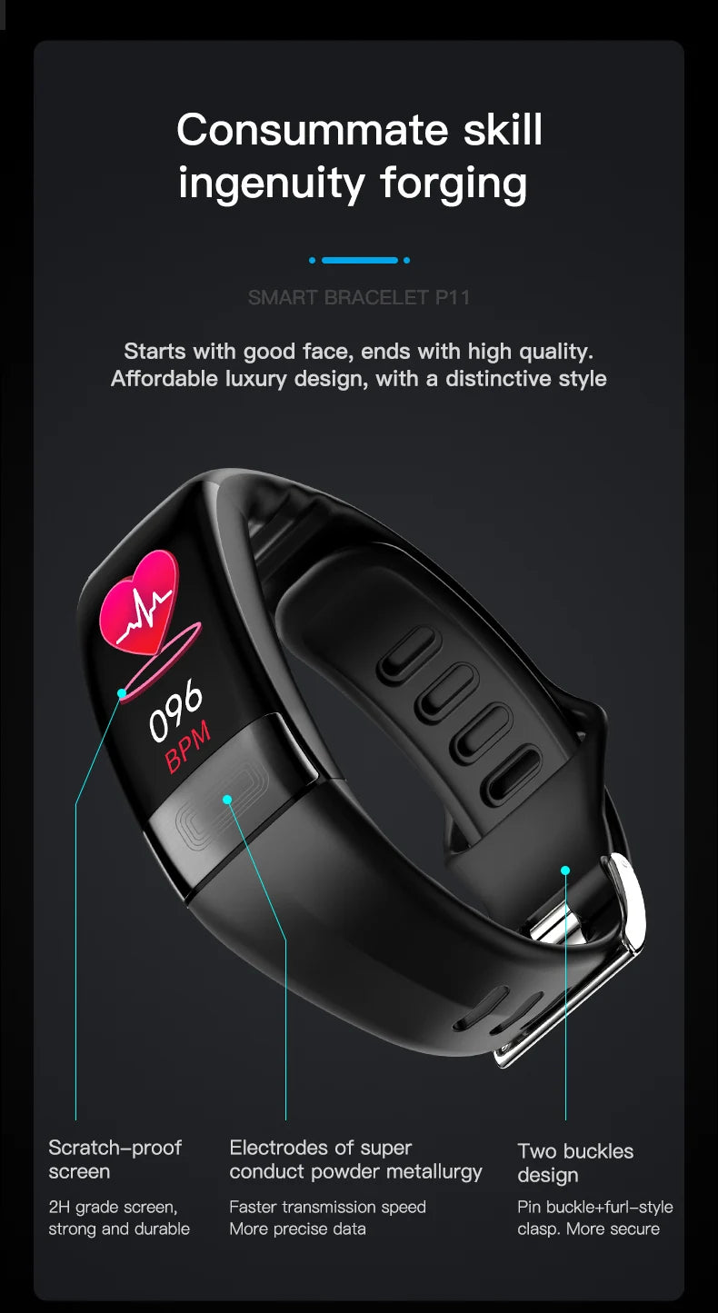ECG+PPG Smart Wristband Fitness Tracker for Women Men Calorie Blood