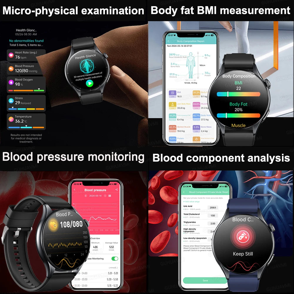 2026 New Smart Watch NFC ECG+PPG Blood oxygen Uric Acid Blood Pressure