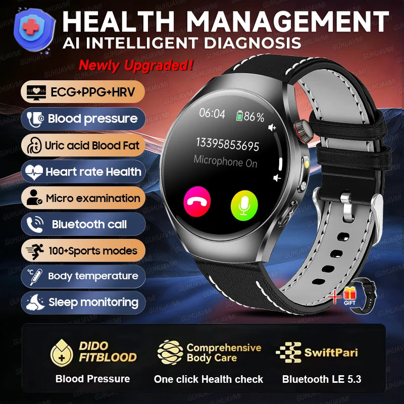 2026 New Accurate Body Health analysis Smart Watch Men ECG Blood lipids Uric