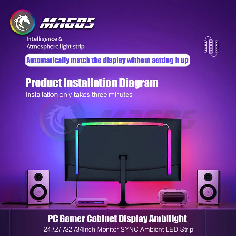Skydimo Monitor Ambilight Lights PC E-Sport Gamer Ambient RGB Strip, Desktop
