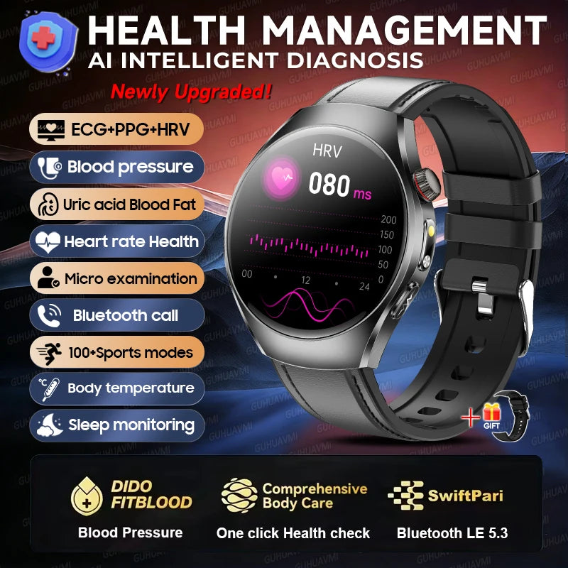 2026 New Accurate Body Health analysis Smart Watch Men ECG Blood lipids Uric