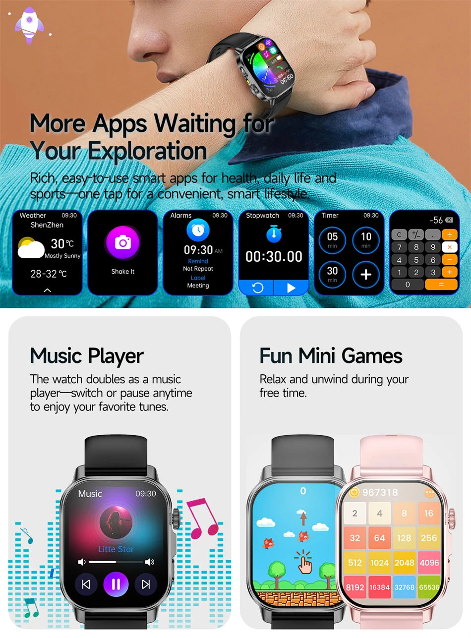 New Men Accurate Health Diagnosis ECG Smart Watch Blood Pressure Smartwatch