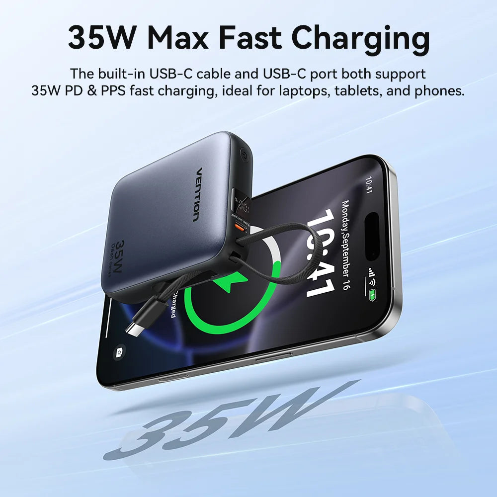 Vention 35W Mini Power Bank PD Fast Charge 10000mAh Portable Power Bank