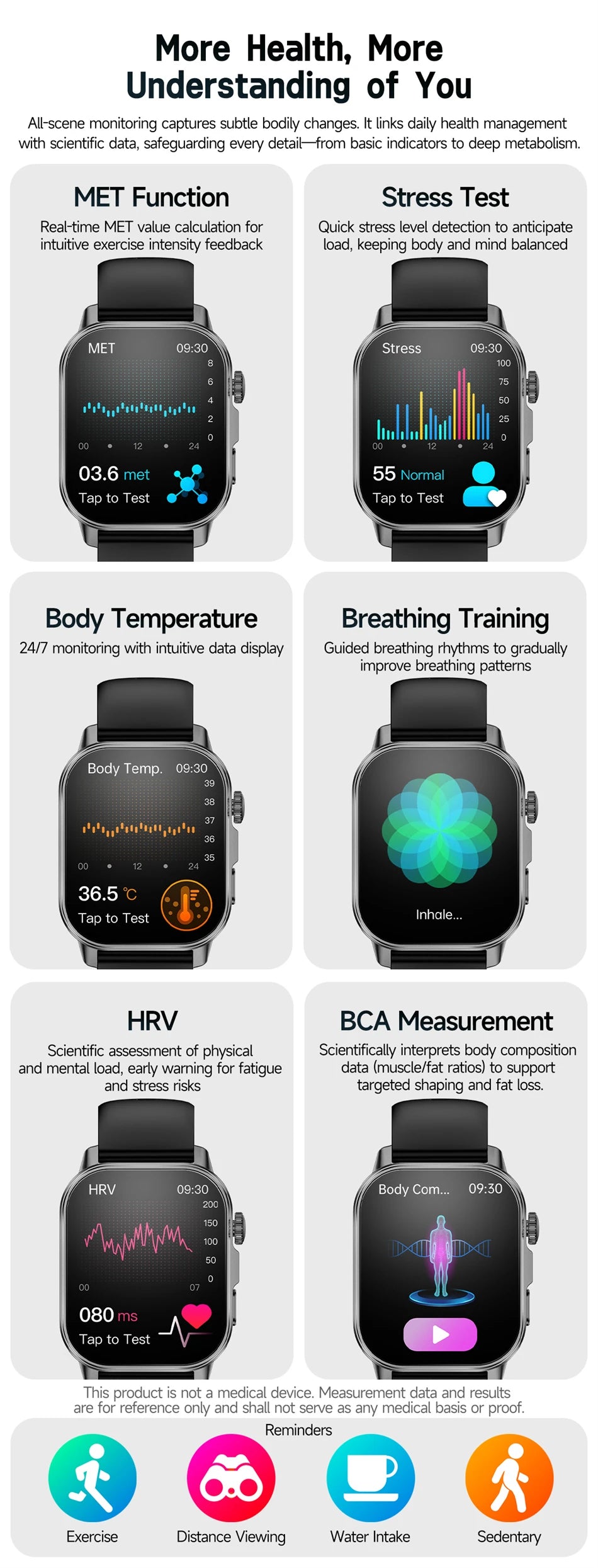 New Men Accurate Health Diagnosis ECG Smart Watch Blood Pressure Smartwatch
