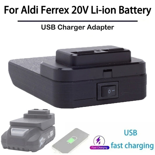 Battery Power Bank for Aldi Ferrex 20V Energy Li-ion Battery with USB/Type-C