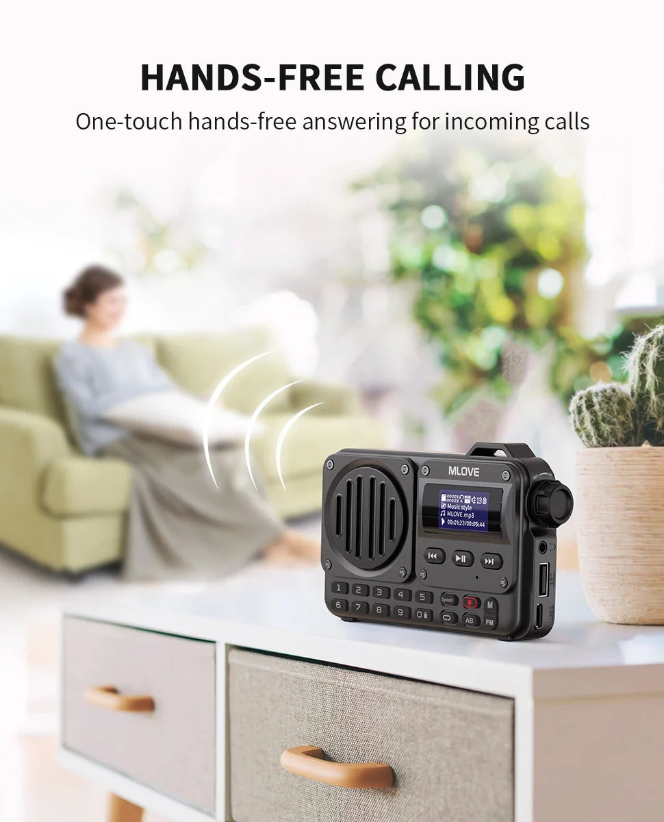 MLOVE BV800 Super-Portable Bluetooth Speaker with FM Radio LCD Screen
