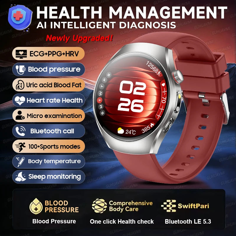 2026 New Accurate Body Health analysis Smart Watch Men ECG Blood lipids Uric