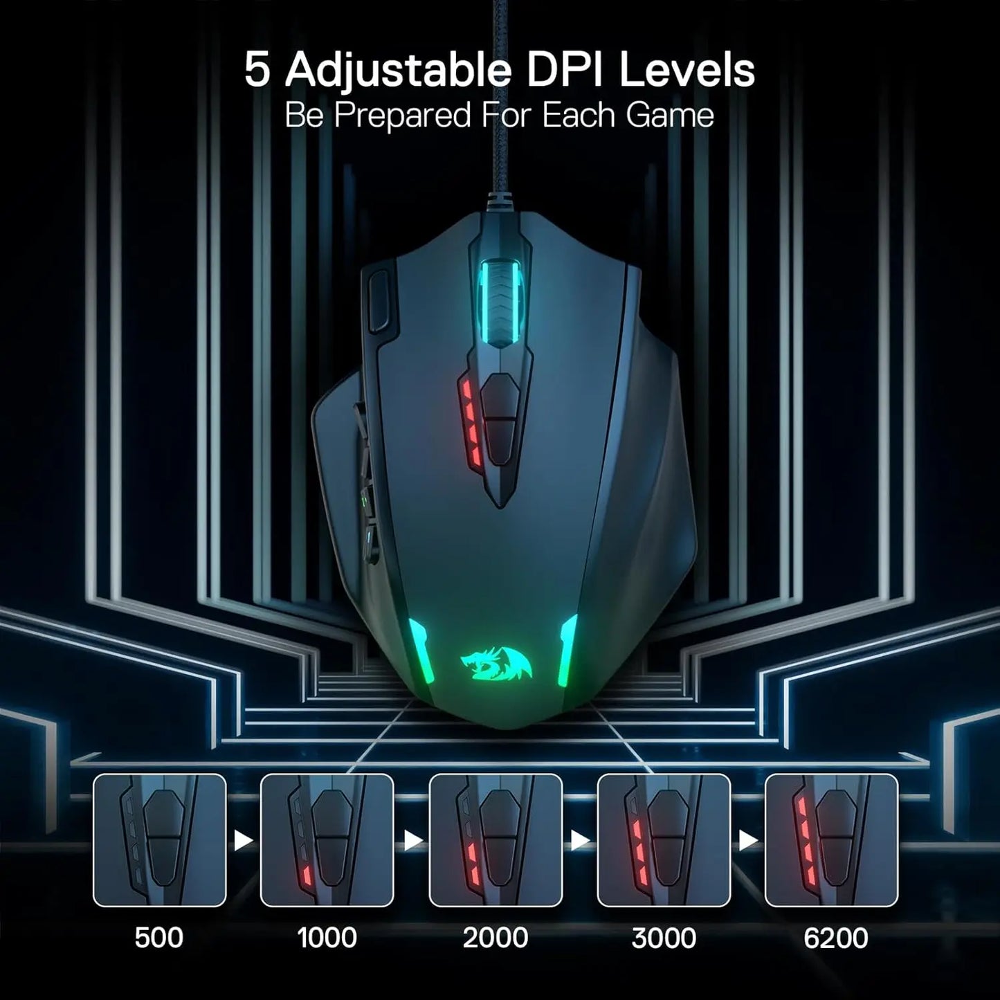 Redragon M908 RGB Backlight LED USB Wired Gaming Programmable Mouse