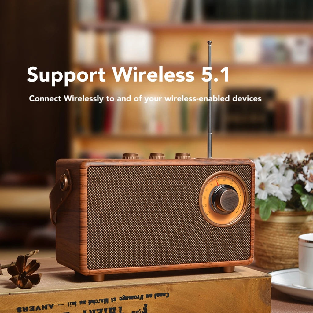 Retro Portable Wireless Bluetooth Speaker High-Quality Powerful Stereo Sound Box