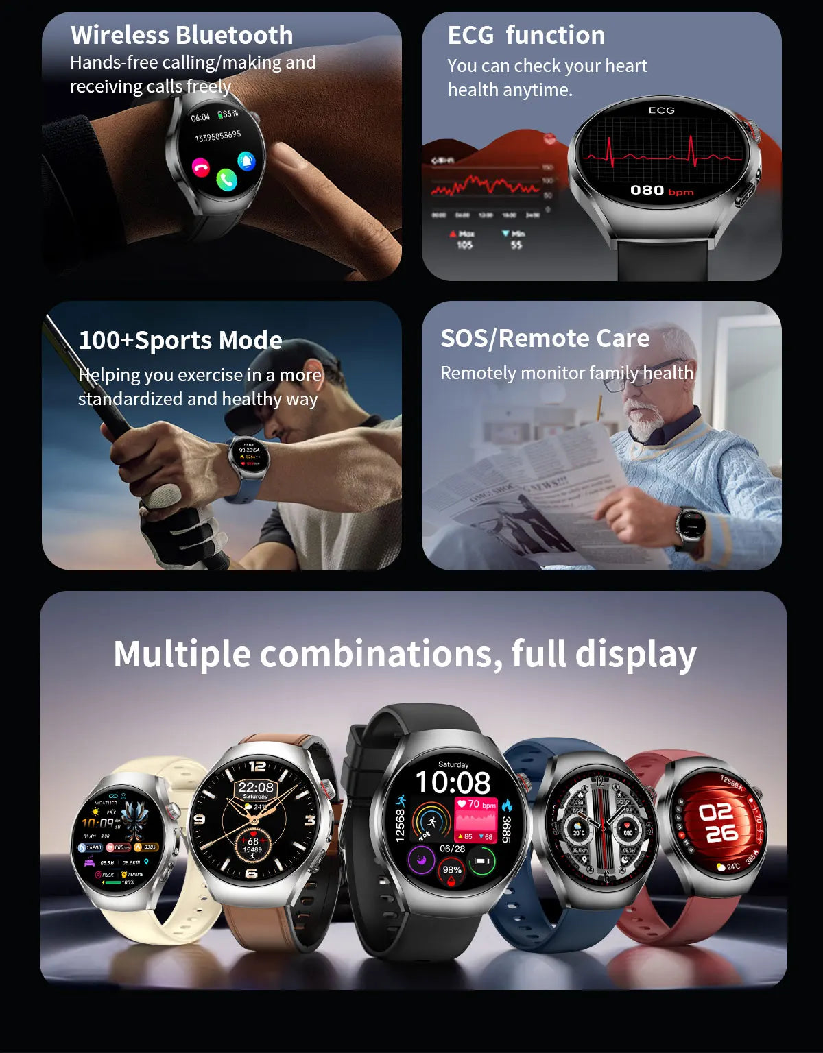 2026 New Accurate Body Health analysis Smart Watch Men ECG Blood lipids Uric