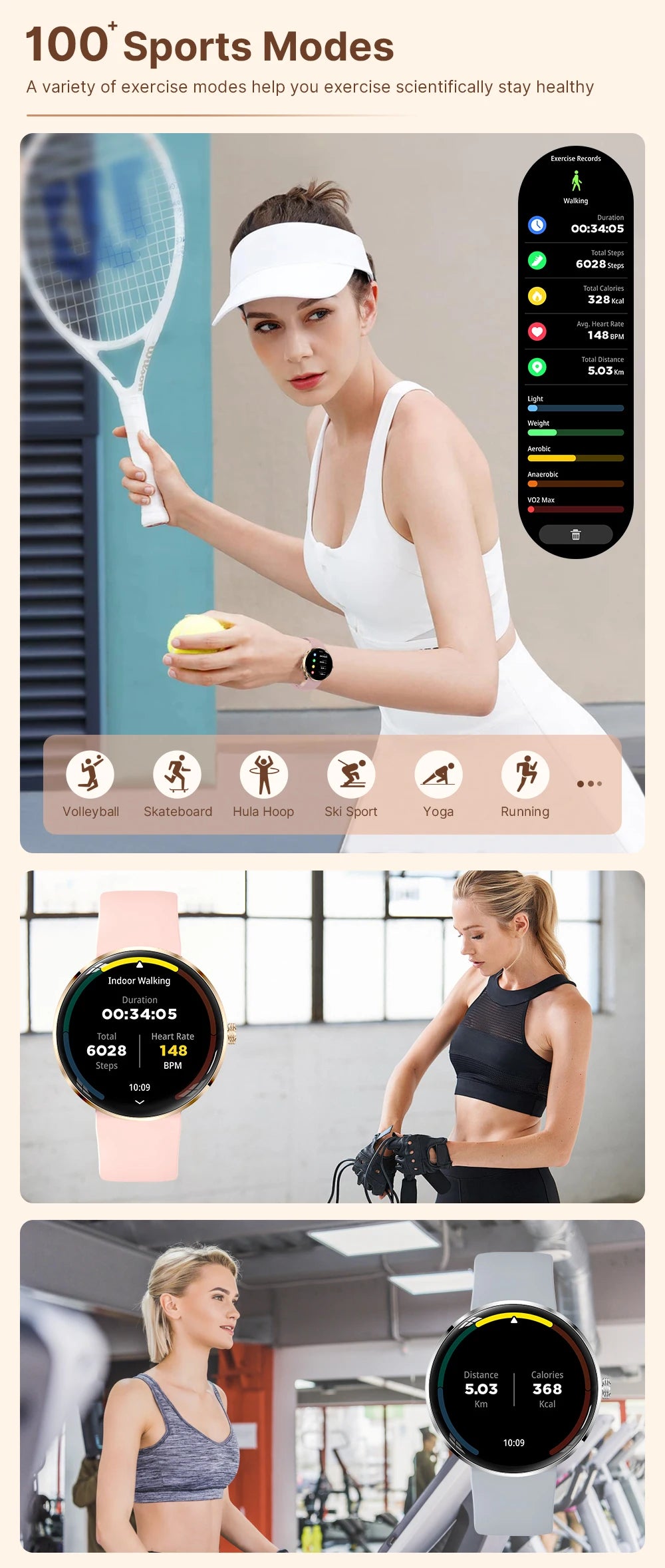 MEVADEN 8.5mm Ultra-thin Luxury Stainless Steel Smart Watch Women