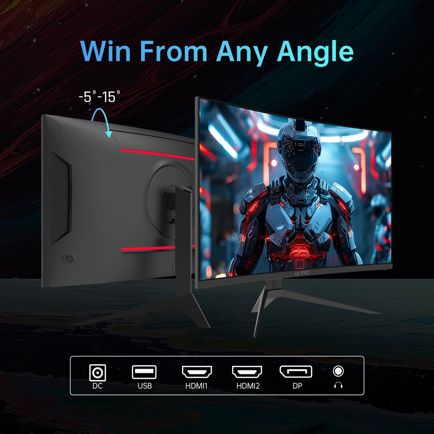 Curved Gaming Monitor Ports VESA,Tilt Adjustable Monitor