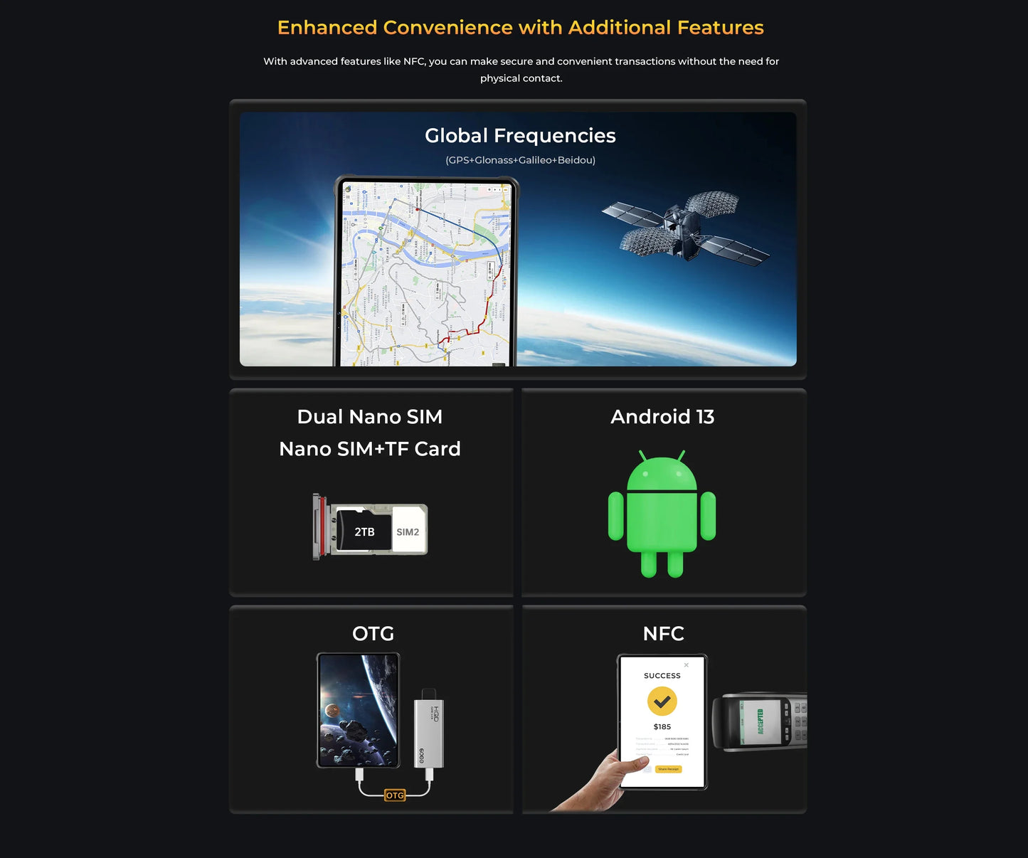 Oukitel RT8 Rugged Tablet G99 48MP Camera, NFC Tablets PC with Stand, Android 15