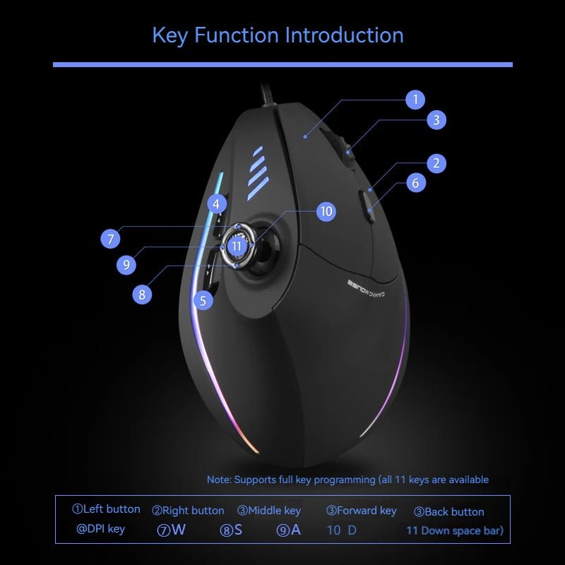 Upright Mouse 11 Key Optical Mouse Programming Gaming Mouse