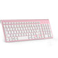 Wireless Keyboard Ergonomic French Keyboard for PC Laptop-Pink/Grey/Silver