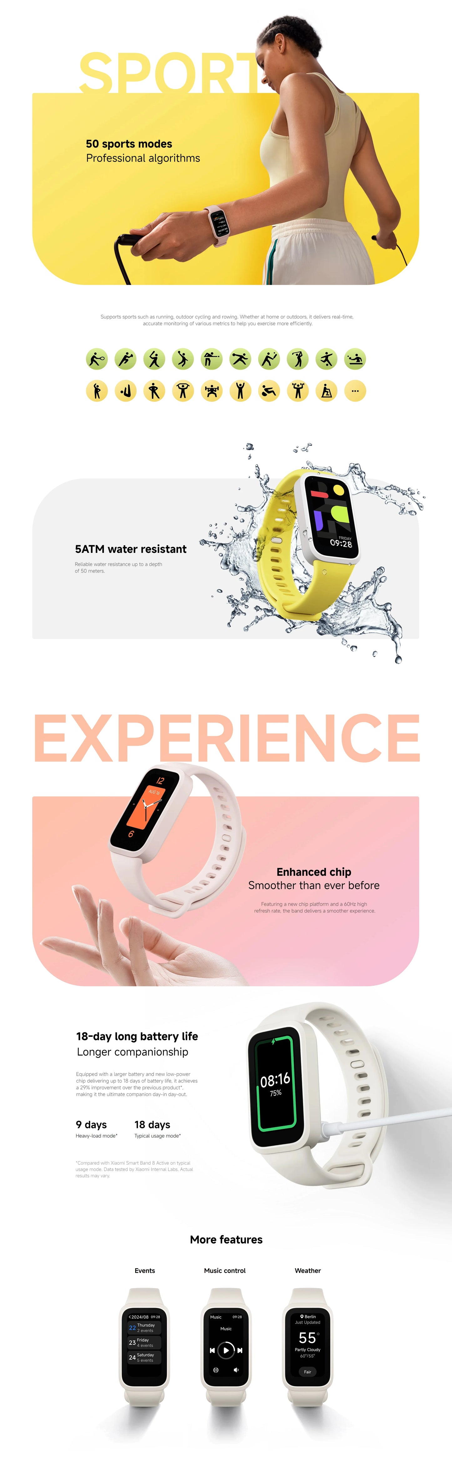 Xiaomi Mi Band 9 Active Global Version Smart Bracelet 9 Color 1.47" TFT Display