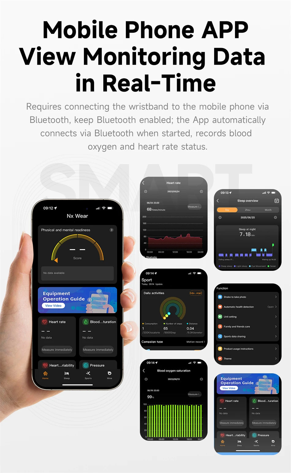 New Smart Bracelet Men Fitness Tracker IPX8 Waterproof Heart Rate Sleep Monitor