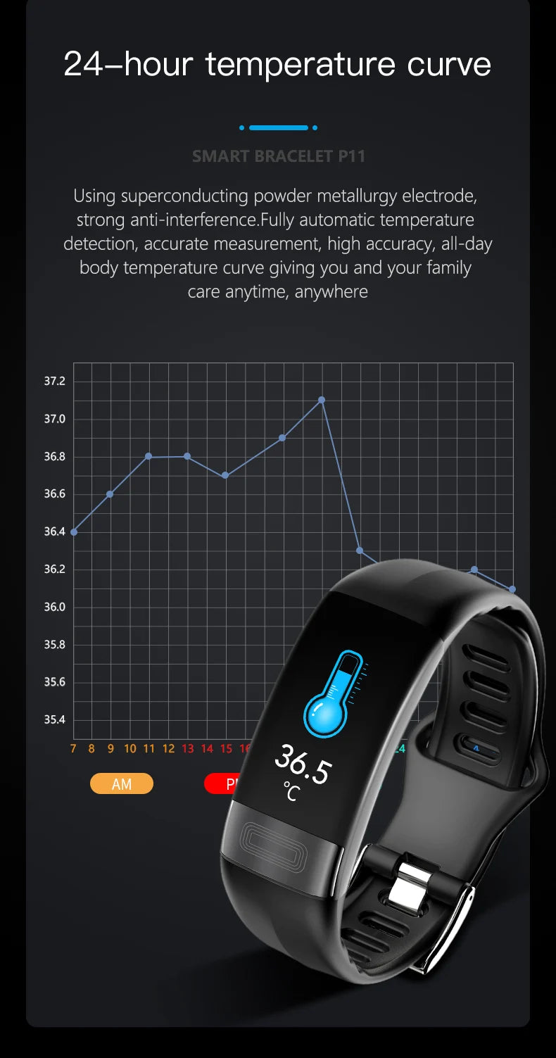 ECG+PPG Smart Wristband Fitness Tracker for Women Men Calorie Blood