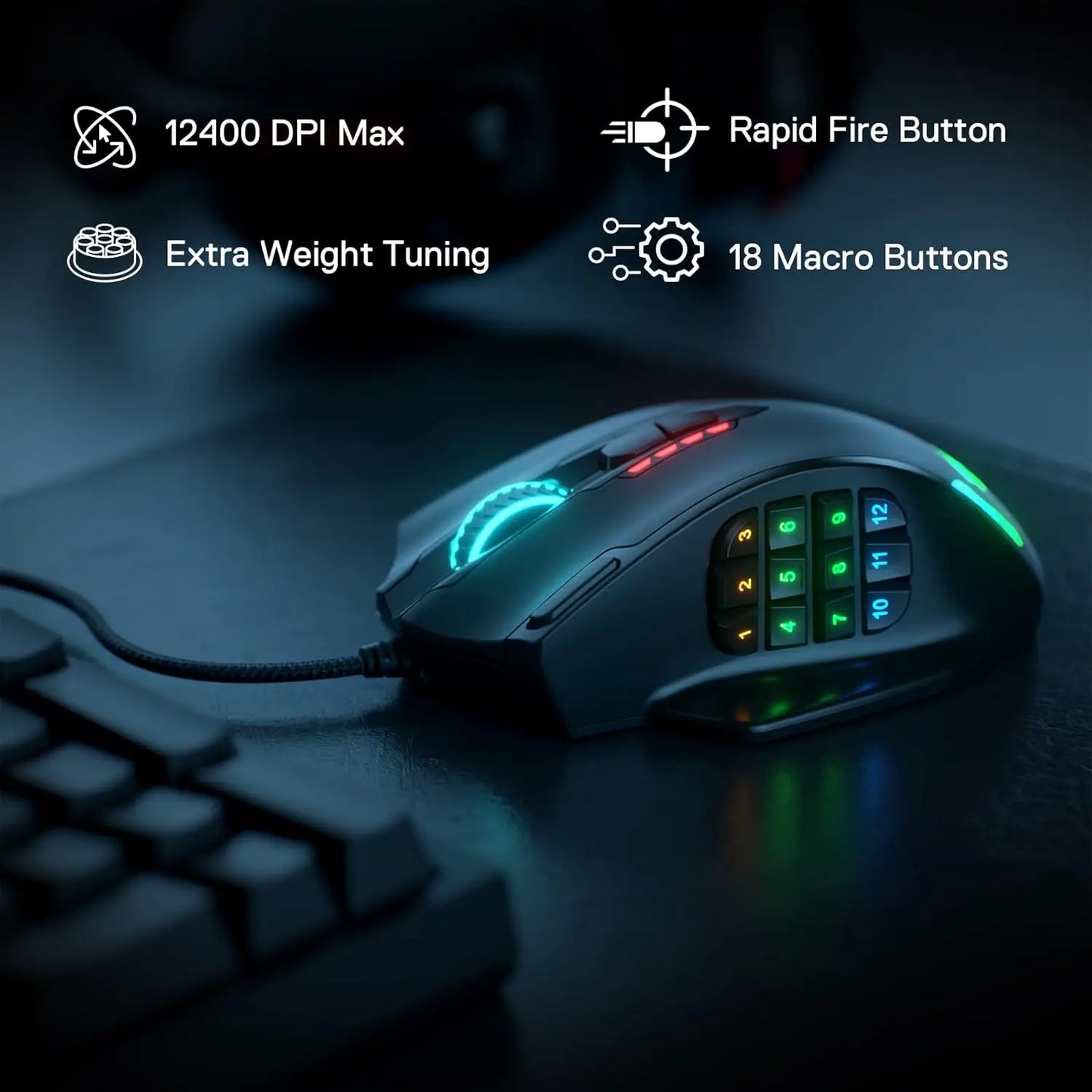 Redragon M908 RGB Backlight LED USB Wired Gaming Programmable Mouse