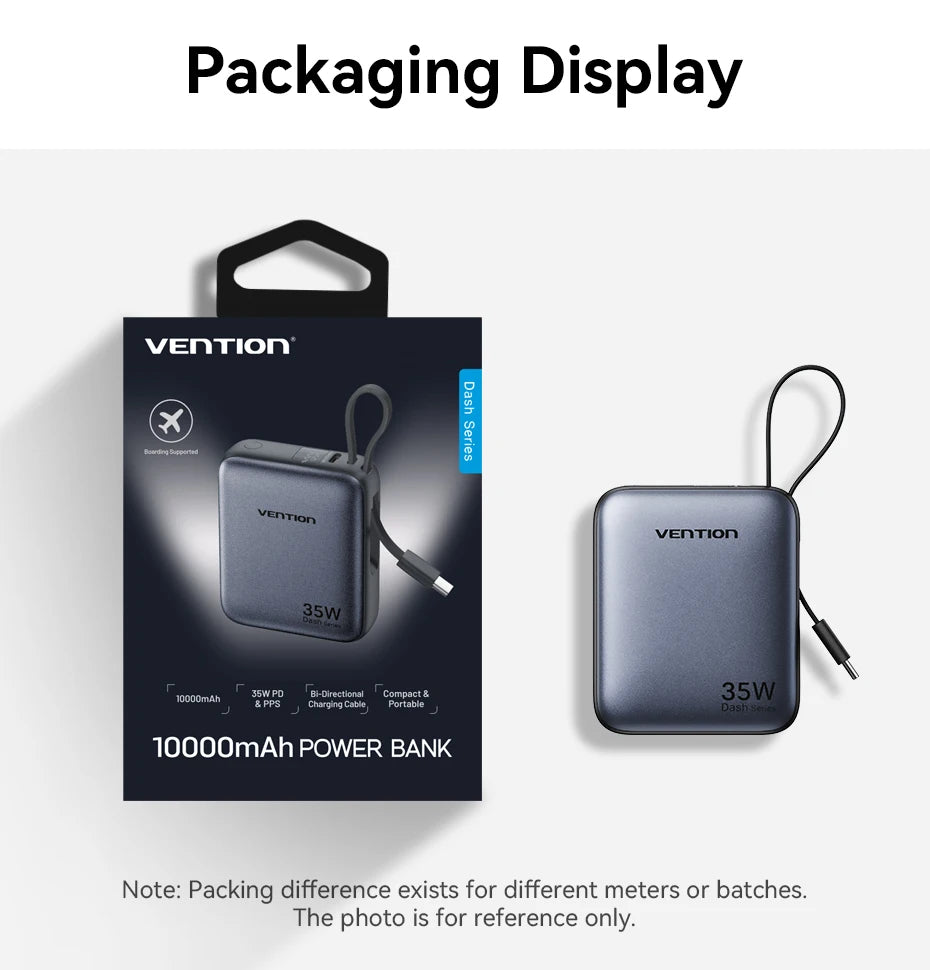 Vention 35W Mini Power Bank PD Fast Charge 10000mAh Portable Power Bank