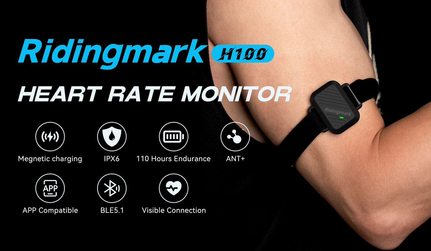 Ridingmark H100 Heart Rate Sensor Wrist Arm Strap Band BLE ANT+ IPX6 Sports