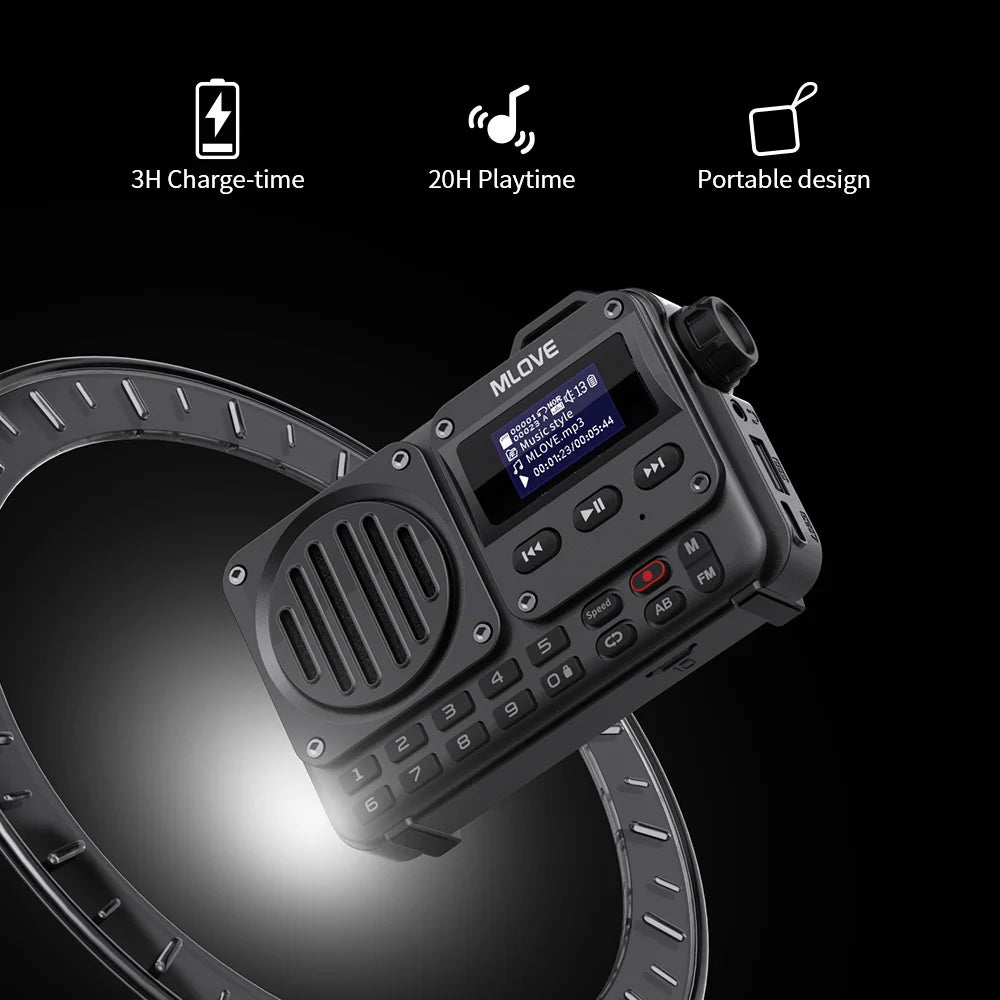MLOVE BV800 Super-Portable Bluetooth Speaker with FM Radio LCD Screen