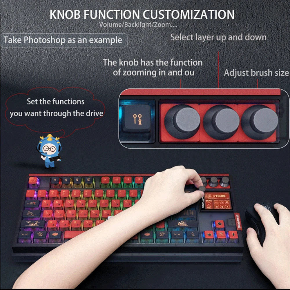 Pro Bluetooth mechanical keyboard 80% TKL low noise switch RGB backlit PBT