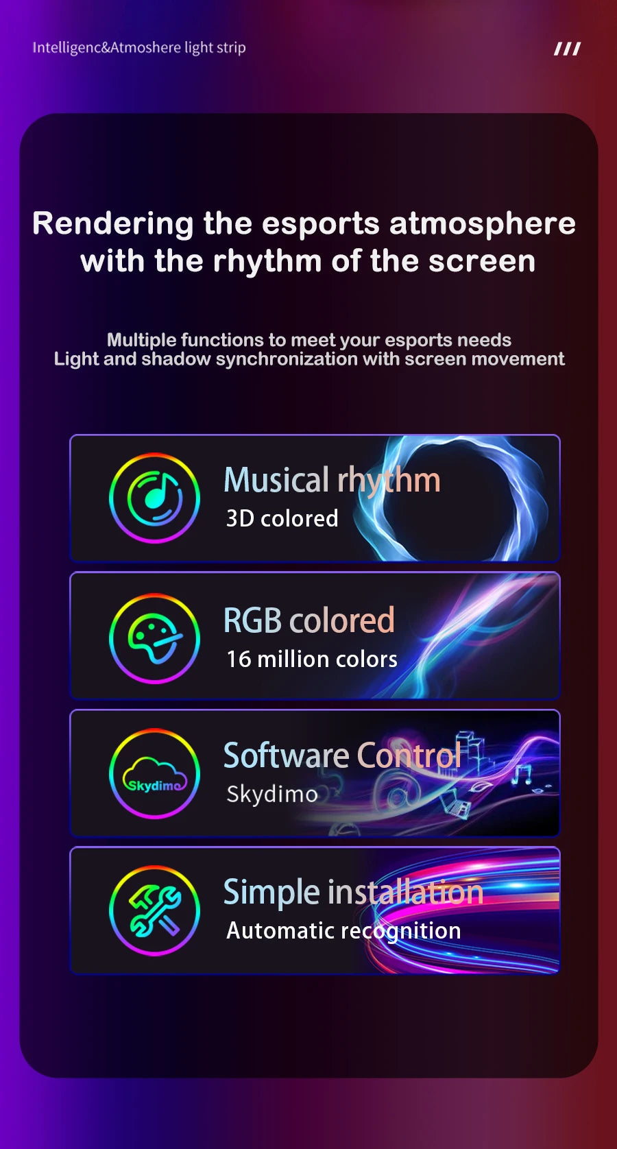 Smart Gaming LED Strip Lights Computer Sync Light Strip Monitor RGB Screen LED