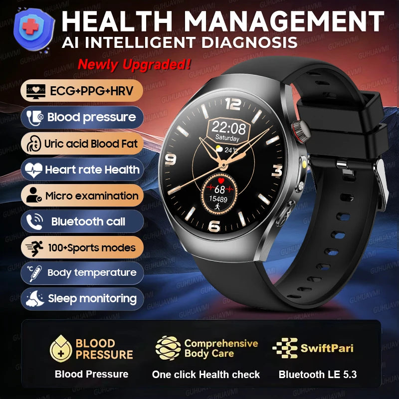 2026 New Accurate Body Health analysis Smart Watch Men ECG Blood lipids Uric