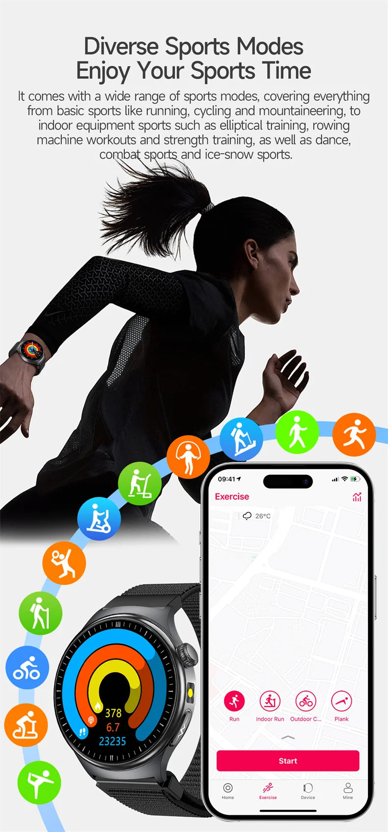 New Accurate ECG Smart Watch Heart Health Analysis Blood oxygen Pressure BT